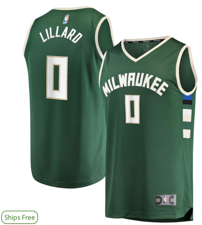 Men Nike Milwaukee Bucks 0 Lillard Green NBA Swingman Icon Edition 2024 Jersey